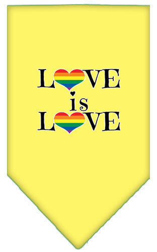 Love Is Love Rainbow Heart Pride Pet Bandana Color Yellow