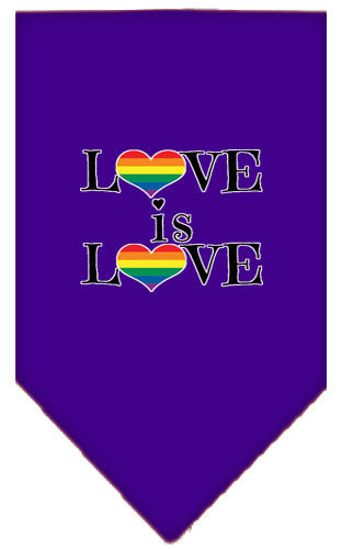 Love Is Love Rainbow Heart Pride Pet Bandana Color Purple