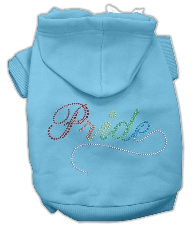 Rainbow Pride Rhinestone Dog Hoodie Color Baby Blue