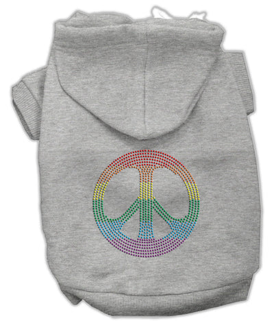 Rainbow Rhinestone Peace Sign Dog Hoodies Color Gray