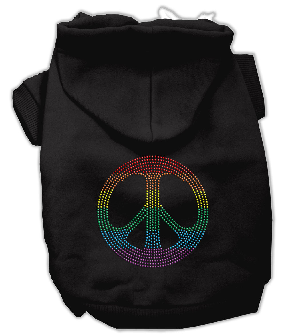 Rainbow Rhinestone Peace Sign Dog Hoodies Color Black