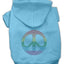 Rainbow Rhinestone Peace Sign Dog Hoodies Color Baby Blue