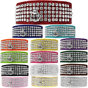 5 Row Rhinestone Designer Croc Dog Collar