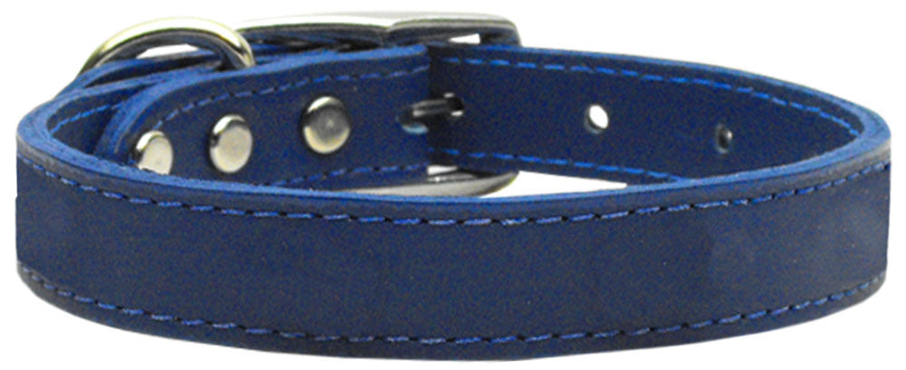 Plain Leather Dog Collar Color Blue