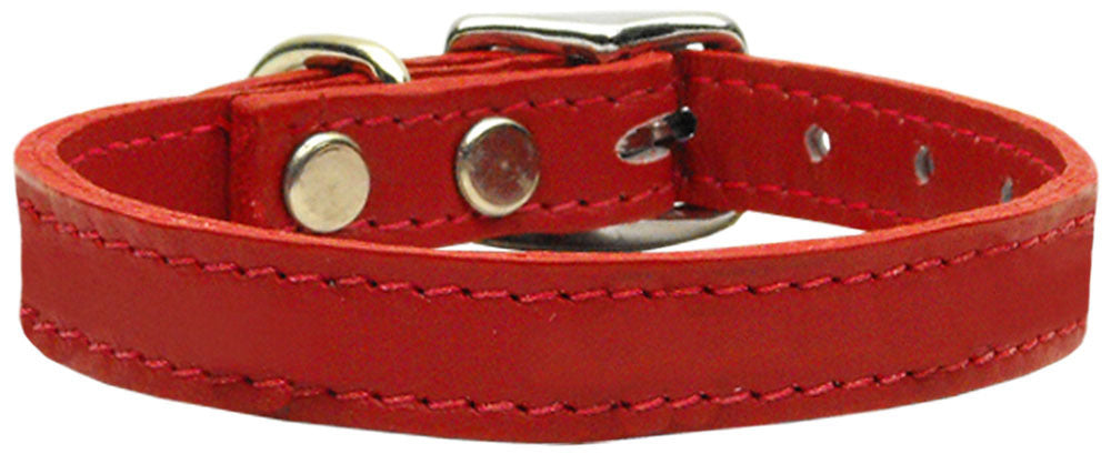 Plain Leather Dog Collar Color Red
