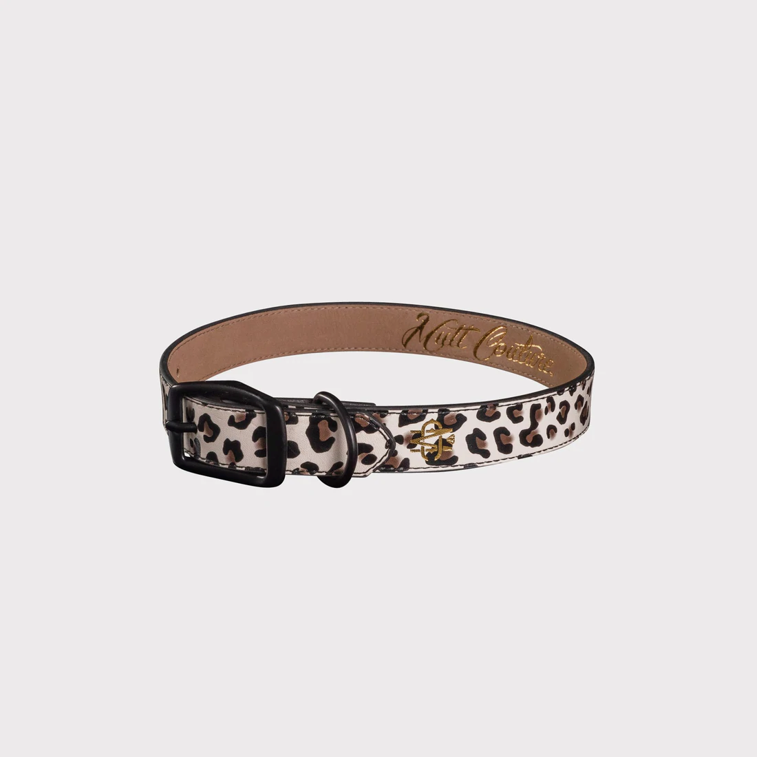 Mutt Couture Leopard Print Leather Dog Collar Width 1 Inch