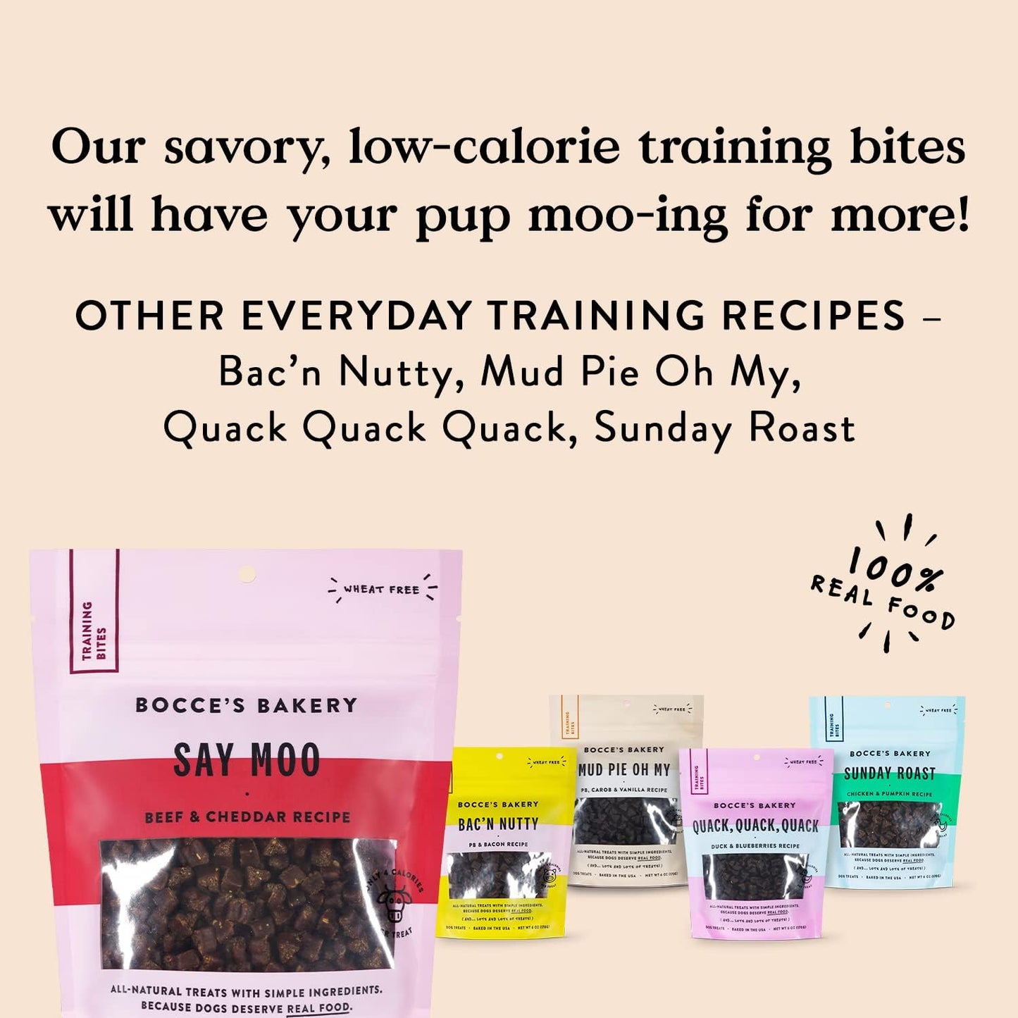 Bocce's Bakery Say MOOOO Training Bites Dog Treats 6oz