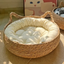 Boho Style Cat Bed Basket with Soft Cushion