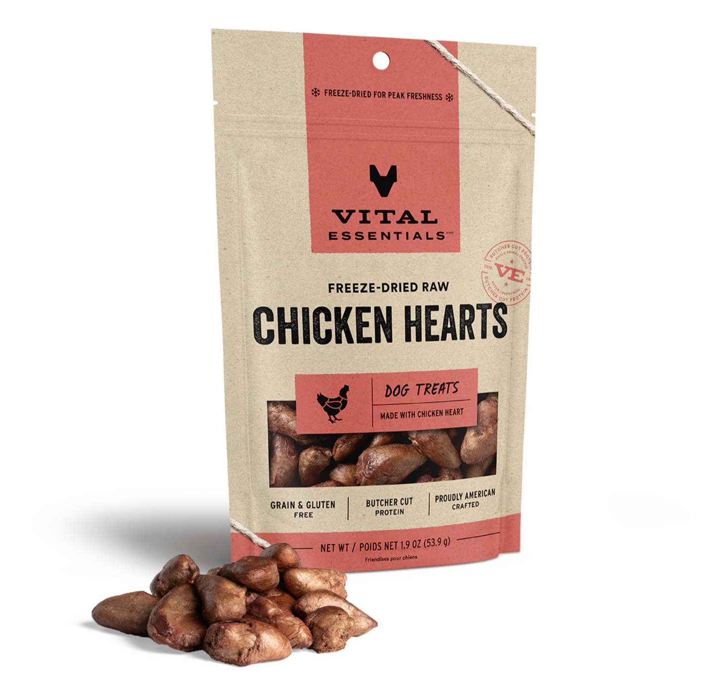 Vital Essentials Chicken Hearts FD Dog Treats 1.9 oz