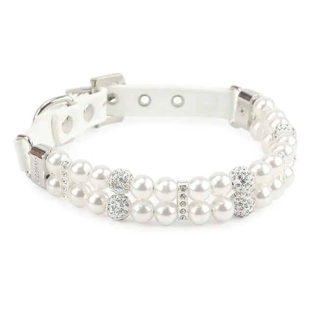 Pearl Pet Collar Artificial Pearls Rhinestone